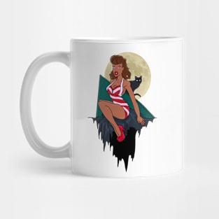 The girl in front of the moon - Not Hamlet Design Mug